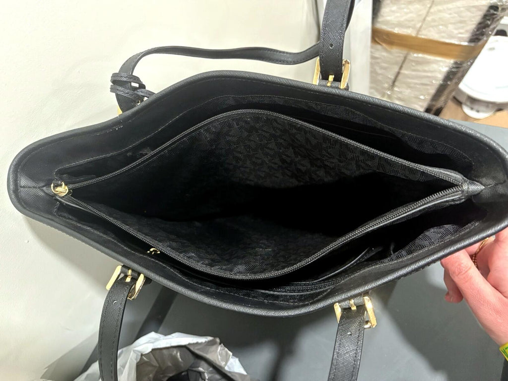 Michael Kors Black Tote Bag Gold Hardware Large Pocket Barely Used