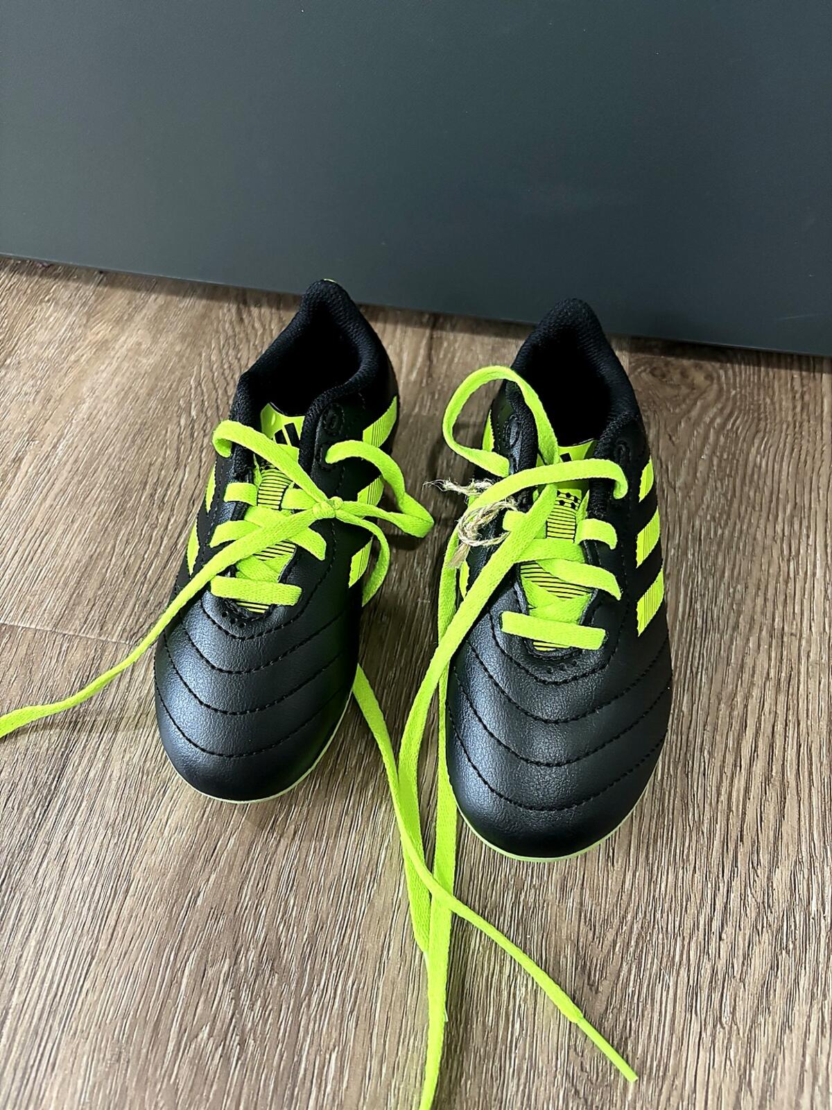 Adidas Kids Soccer Cleats – Black & Neon Green – Firm Ground – Youth 11K US
