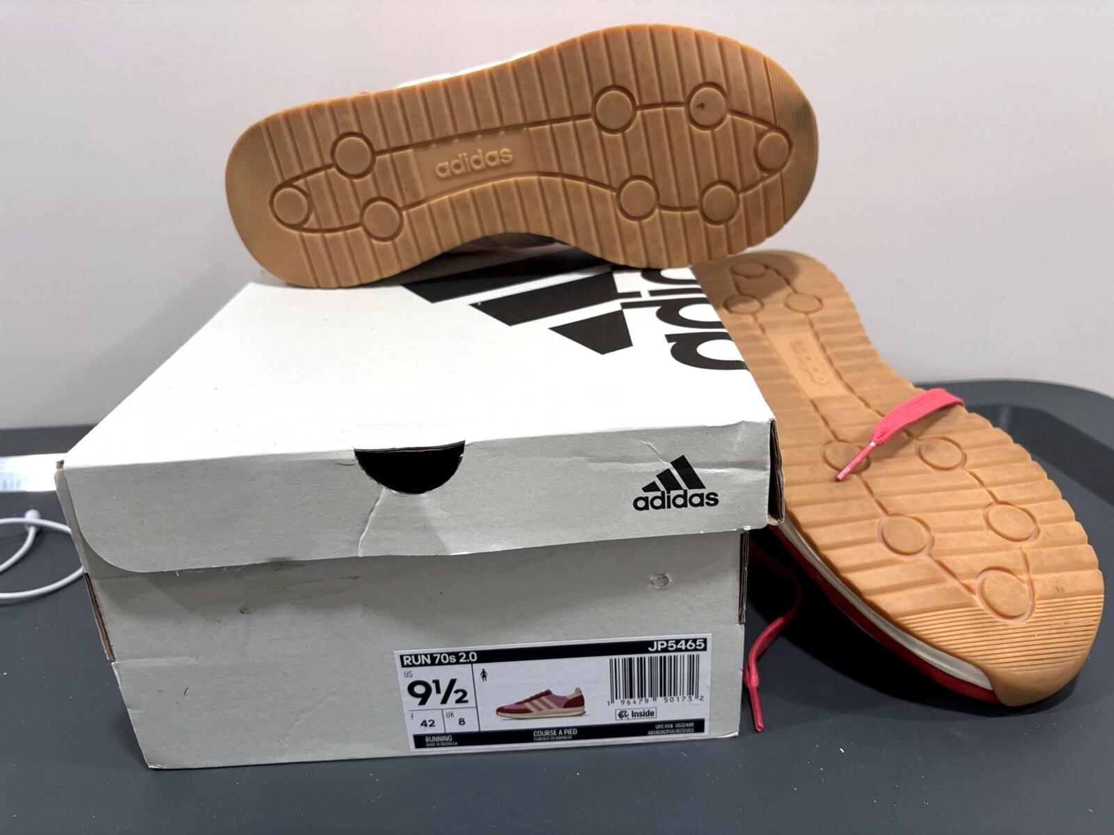 adidas Run 70S 2.0 JP5465 Women's Size 9.5 Pink Red Cream Sneakers With Box