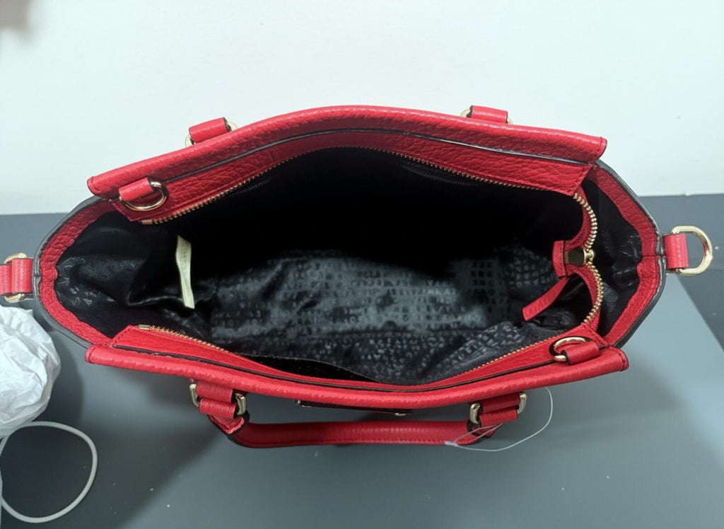 Kate Spade New York Red Pebbled Leather Satchel Tote, 100% Cow Leather