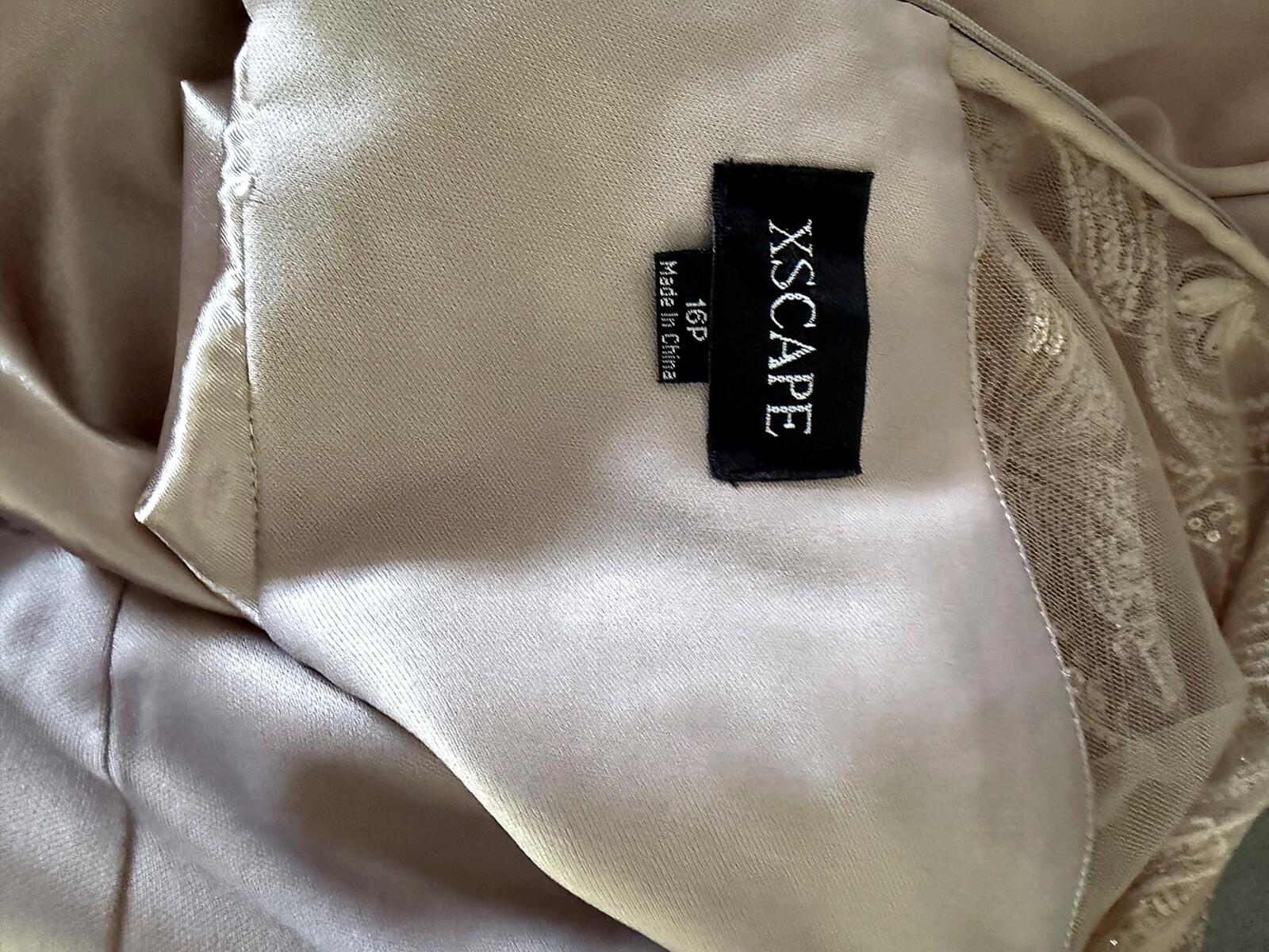Xscape 16P Taupe Blush Embellished Illusion Formal Gown Petite Worn Once
