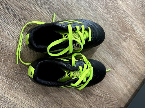 Adidas Kids Soccer Cleats – Black & Neon Green – Firm Ground – Youth 11K US