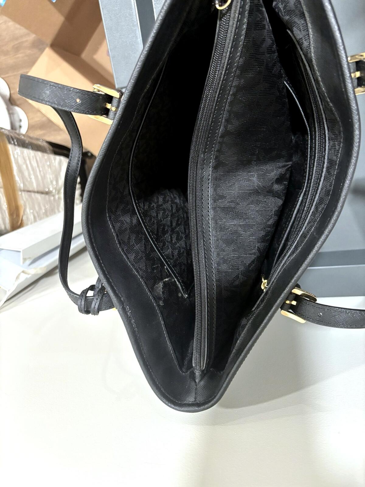 Michael Kors Black Tote Bag Gold Hardware Large Pocket Barely Used