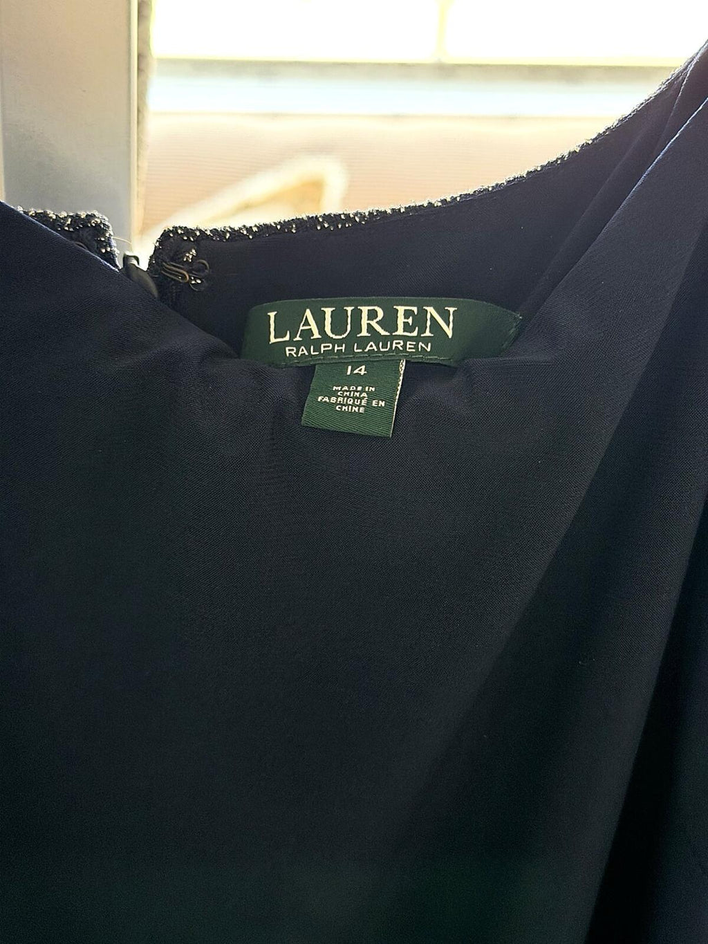 Lauren Ralph Lauren Formal Gown Size 14 Dark Navy Draped Dress Worn Once