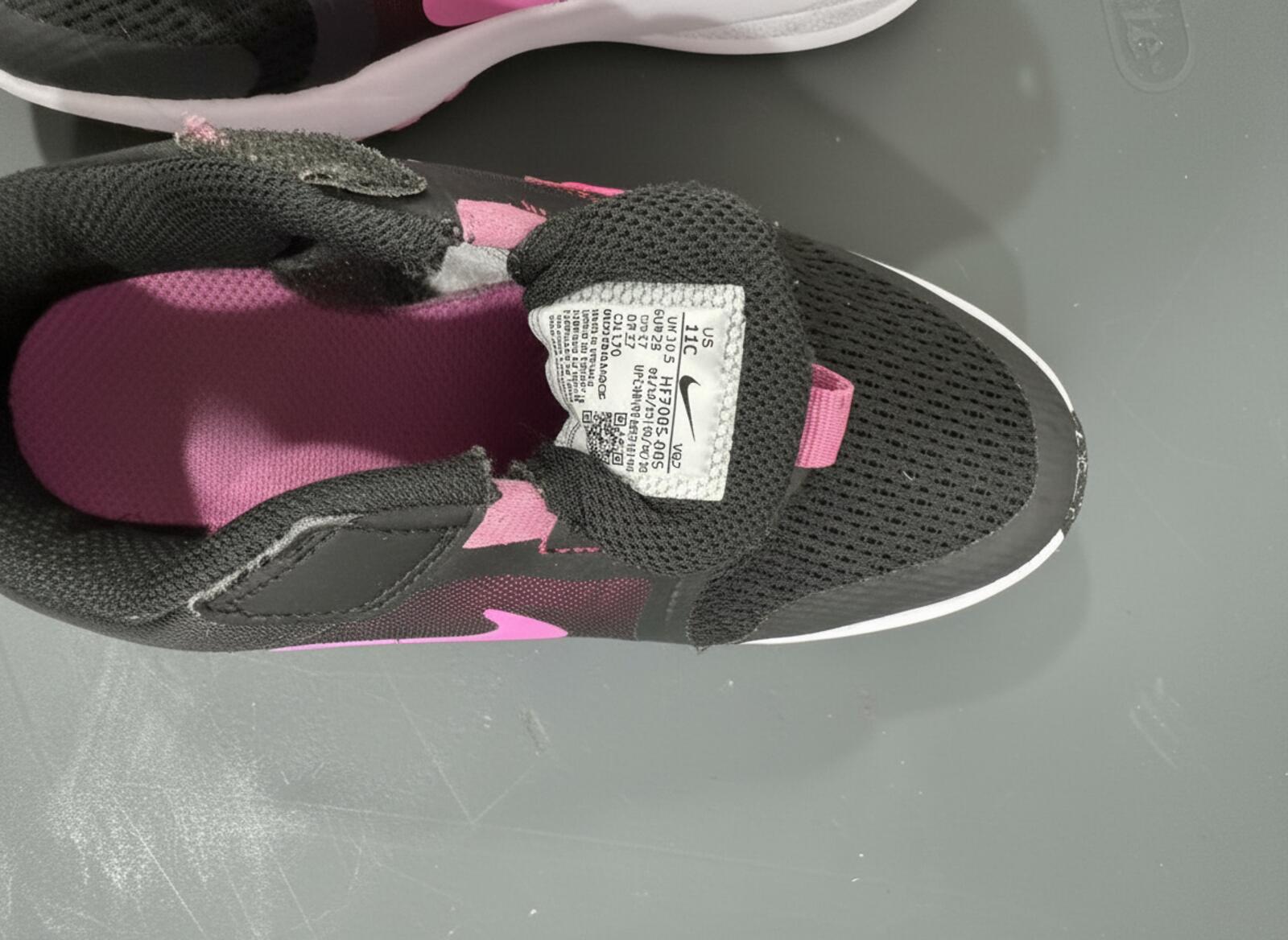 Nike Girls Black Pink Velcro Running Shoes