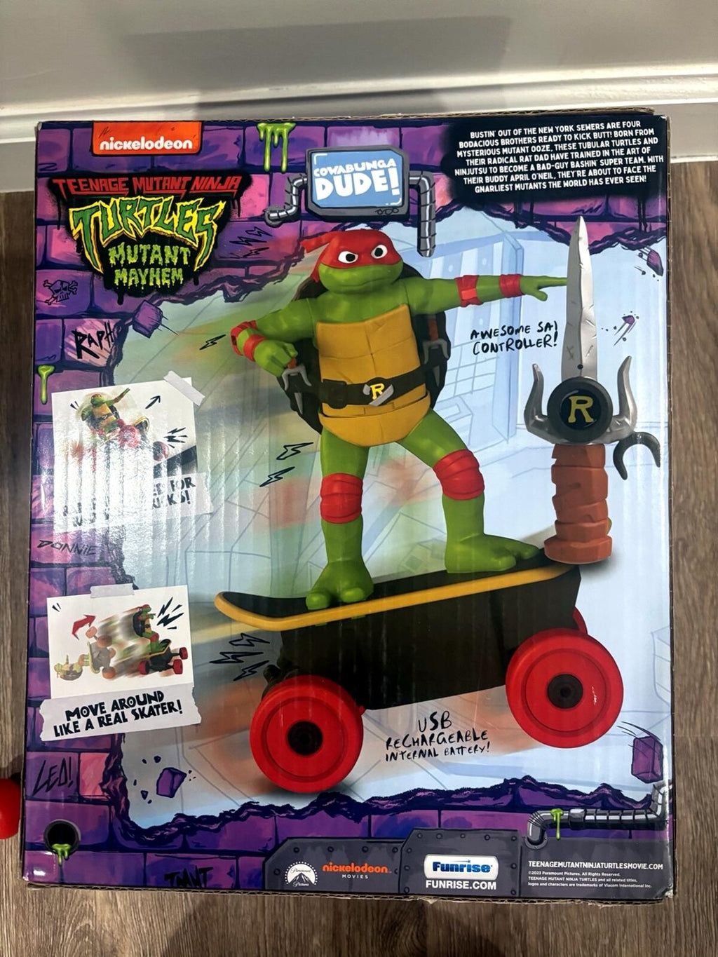 TMNT Mutant Mayhem Cowabunga Skate RC Raph Large New In Box