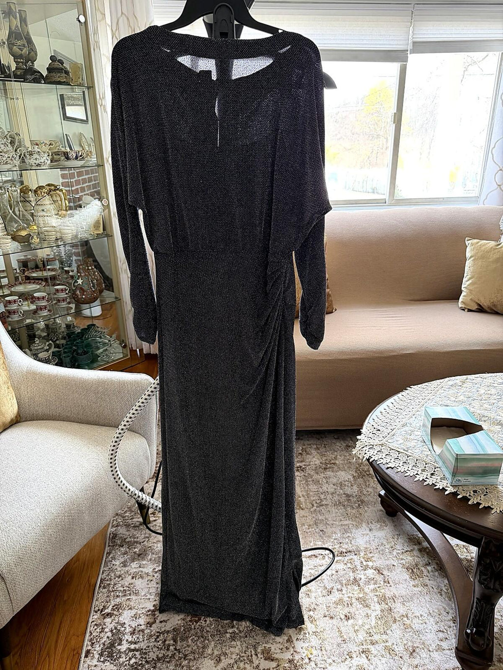 Lauren Ralph Lauren Formal Gown Size 14 Dark Navy Draped Dress Worn Once
