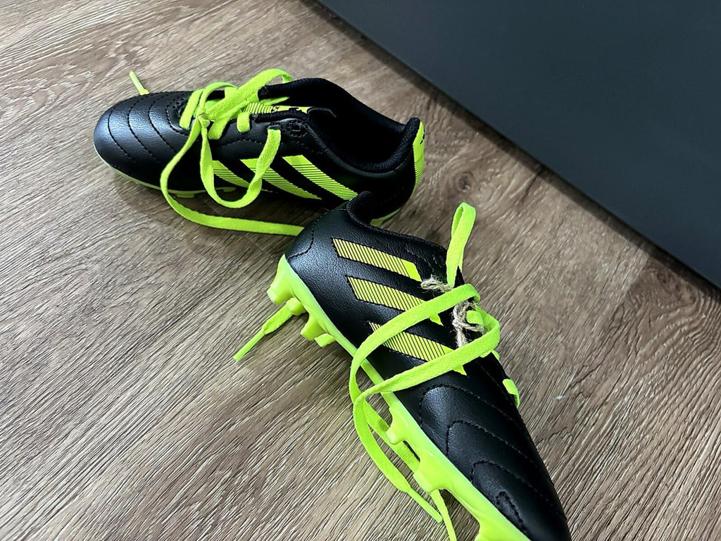 Adidas Kids Soccer Cleats – Black & Neon Green – Firm Ground – Youth 11K US