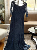 Xscape Blue Lace Formal Gown Size 12 | Lace Sleeves | Evening Wedding