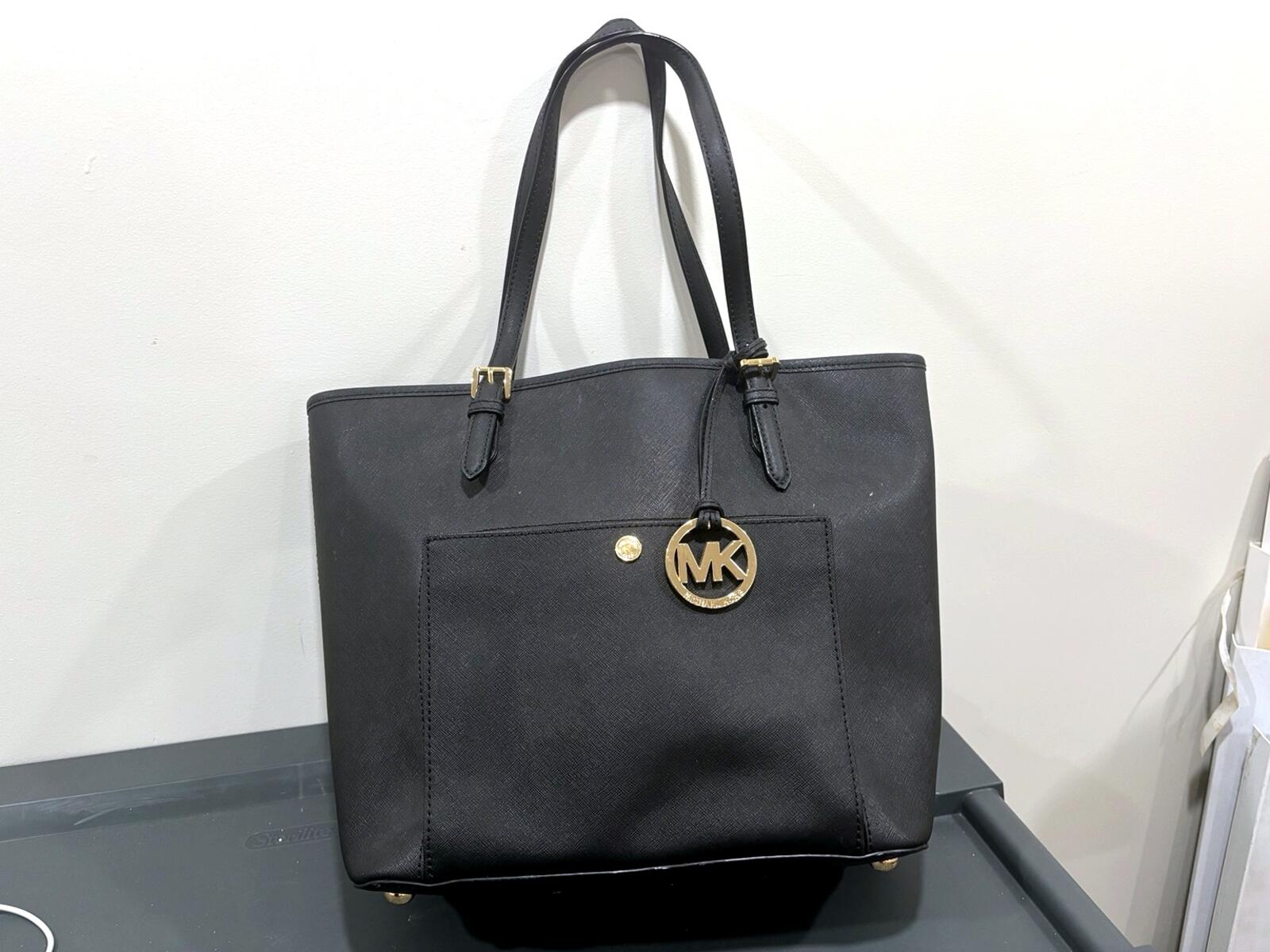 Michael Kors Black Tote Bag Gold Hardware Large Pocket Barely Used