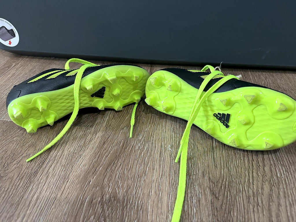 Adidas Kids Soccer Cleats – Black & Neon Green – Firm Ground – Youth 11K US