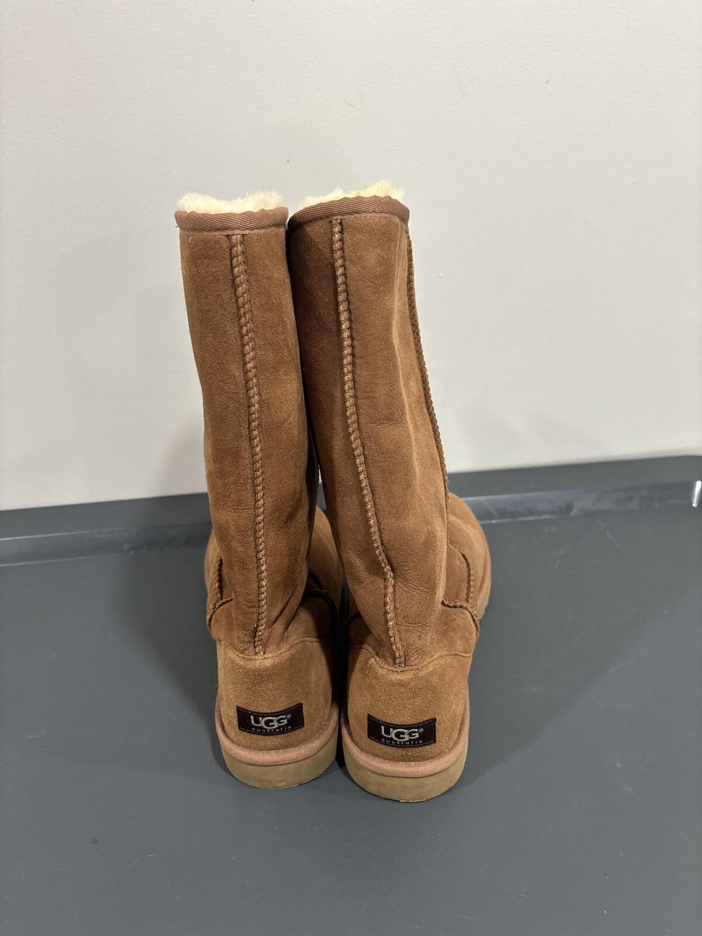 UGG Australia Tall Suede Sheepskin Boots, Tan Brown, Women's Size 9