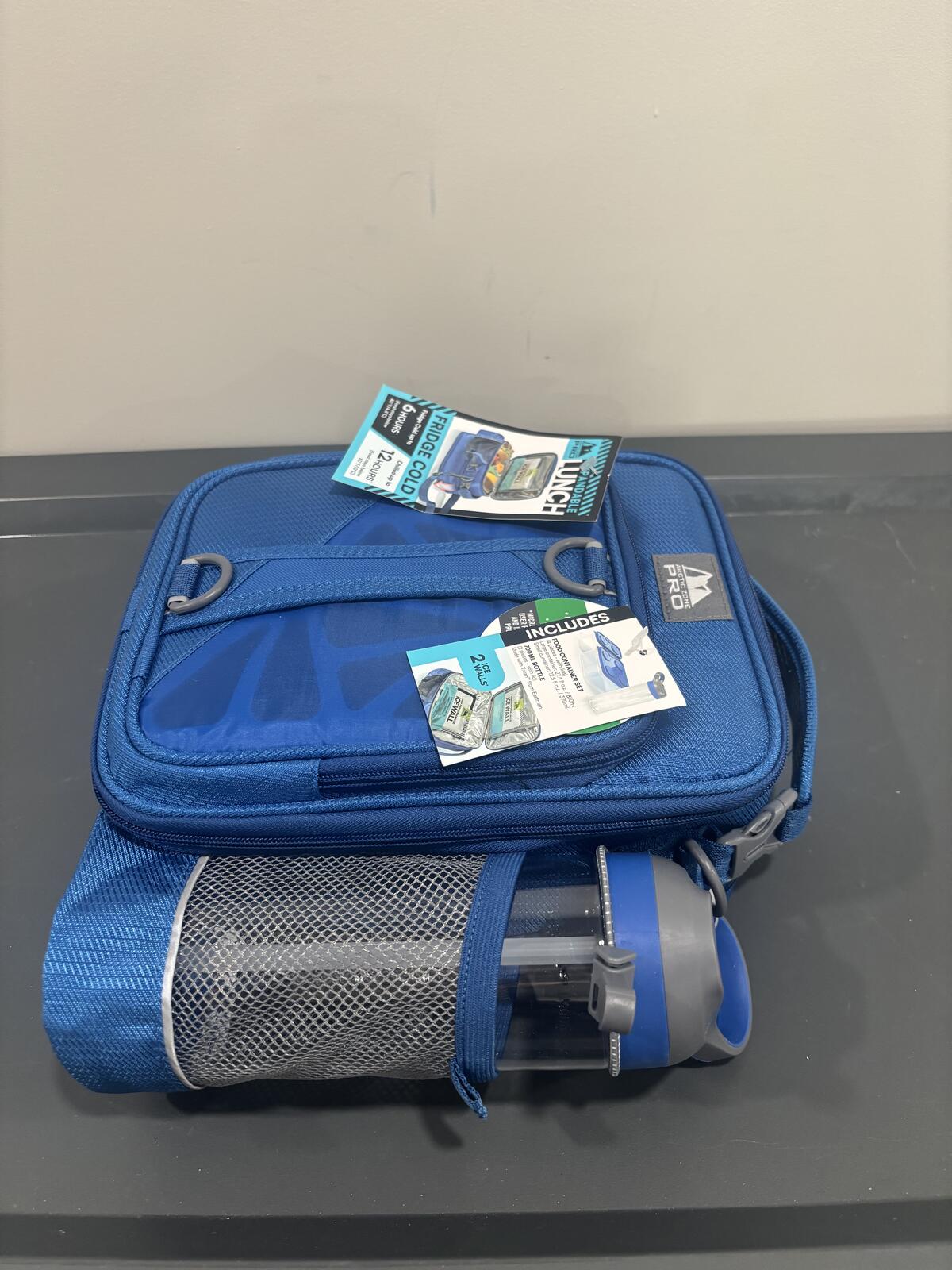 Arctic Zone Pro Blue Expandable Insulated Lunch Bag with Water Bottle