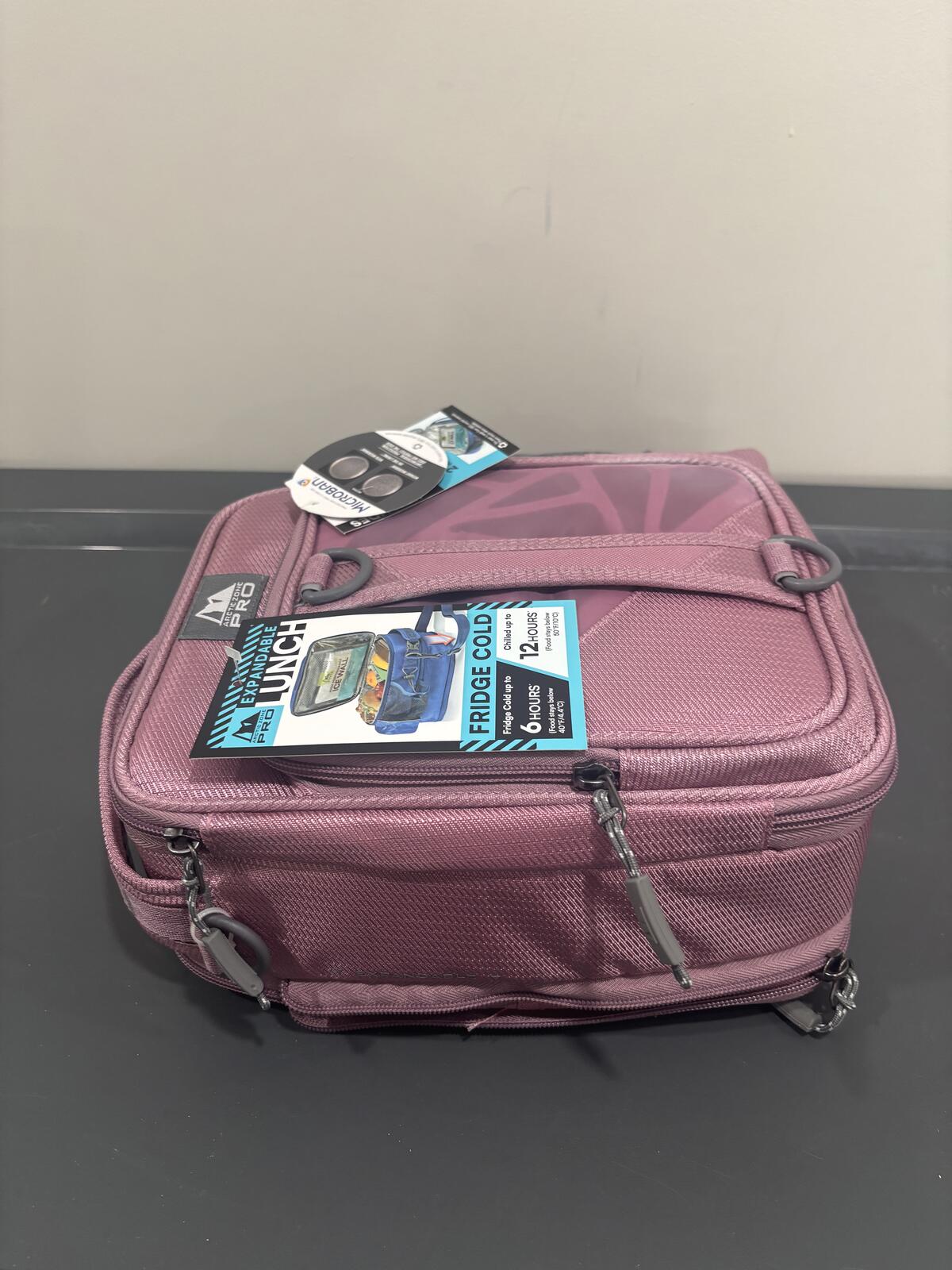 Arctic Zone Pro Pink Expandable Insulated Lunch Bag with Water Bottle
