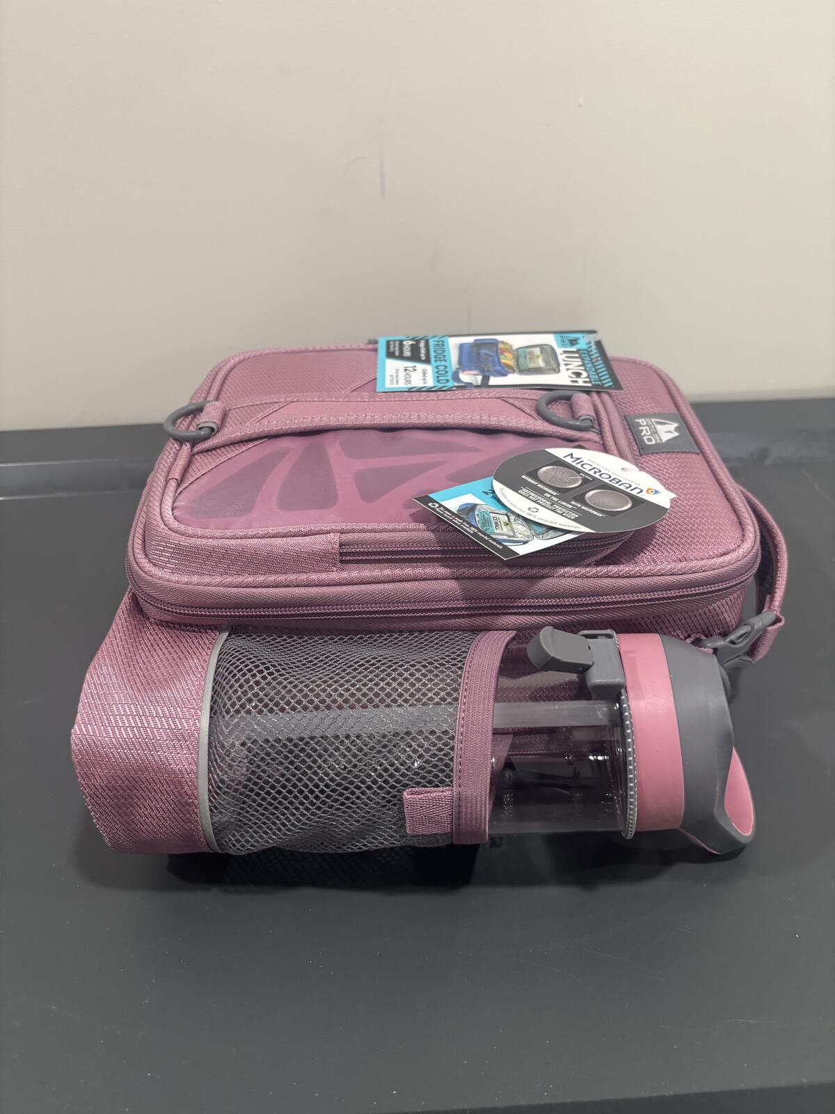 Arctic Zone Pro Pink Expandable Insulated Lunch Bag with Water Bottle