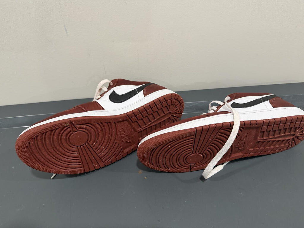 Nike Air Jordan 1 Low Brown/White/Black Leather Sneakers Size 9.5