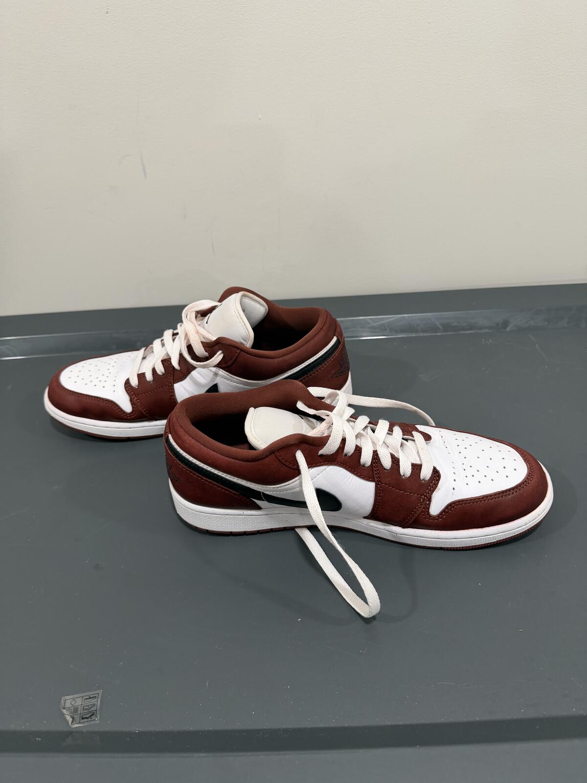 Nike Air Jordan 1 Low Brown/White/Black Leather Sneakers Size 9.5