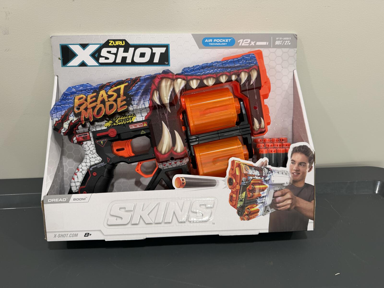 ZURU X-Shot Skins Dread Boom Beast Mode Blaster New 12 Darts