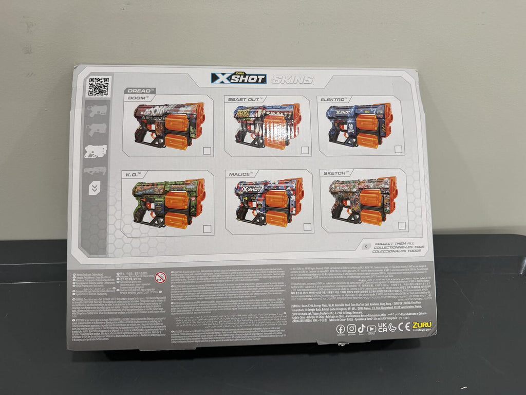 ZURU X-Shot Skins Dread Boom Beast Mode Blaster New 12 Darts