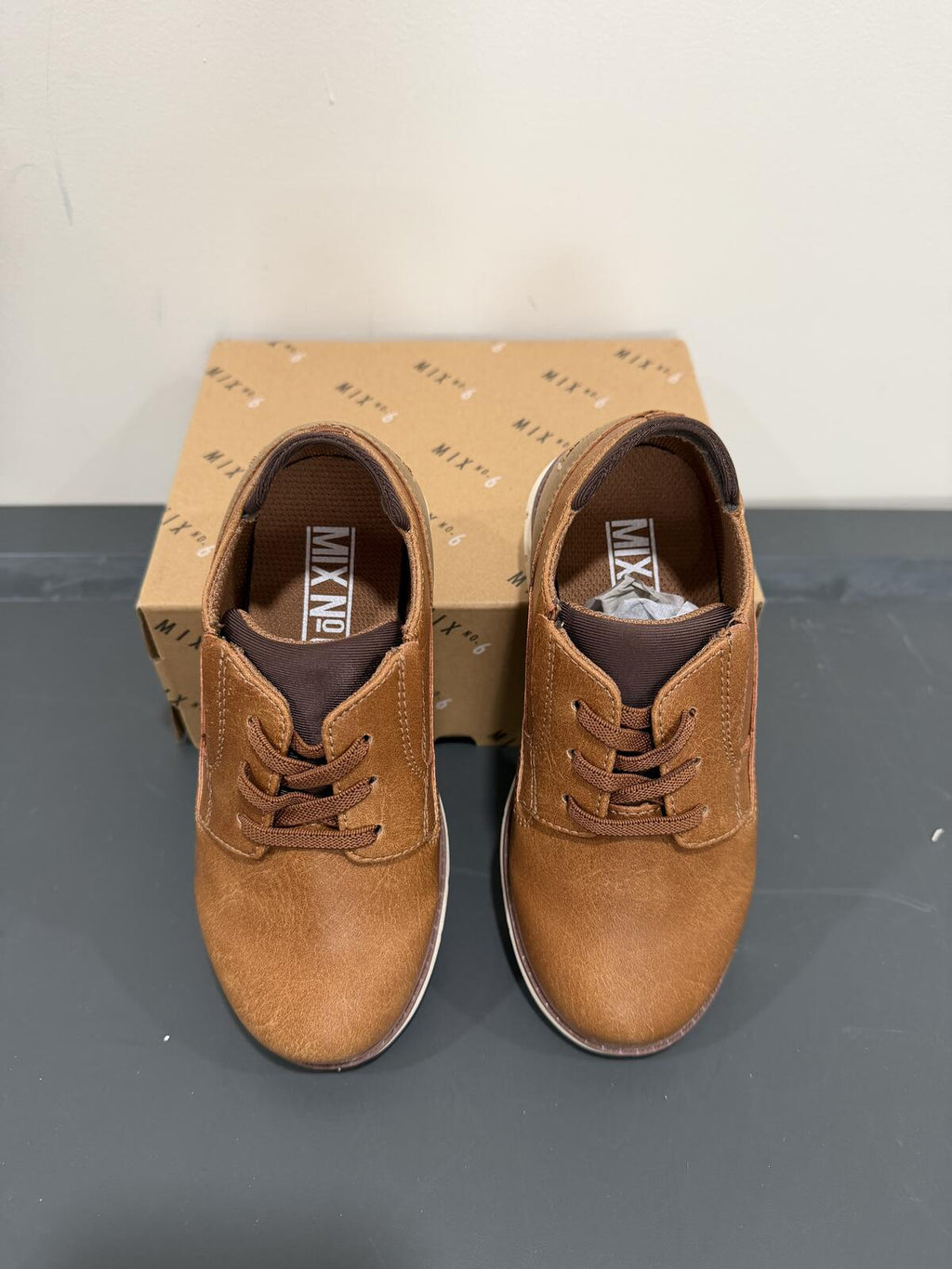 Mix No. 6 Lil Bob Wide Width Oxford Kids Brown Dress Shoes 12W New Box