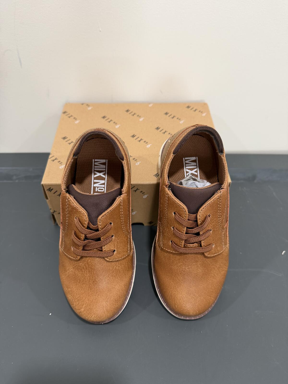Mix No. 6 Lil Bob Wide Width Oxford Kids Brown Dress Shoes 12W New Box