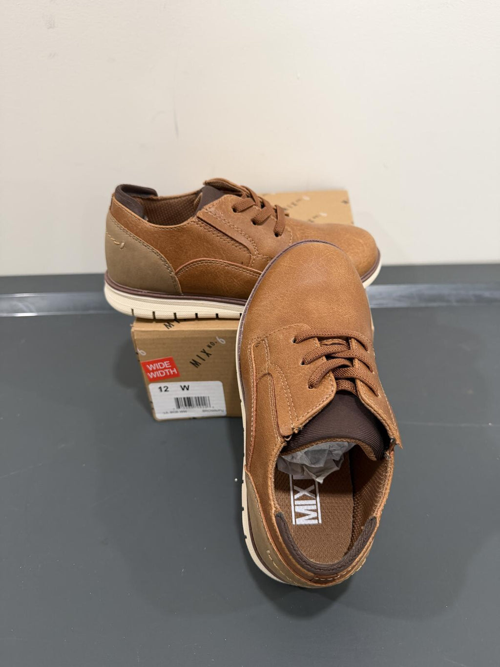 Mix No. 6 Lil Bob Wide Width Oxford Kids Brown Dress Shoes 12W New Box