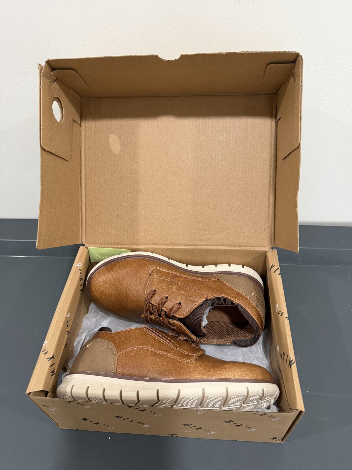 Mix No. 6 Lil Bob Wide Width Oxford Kids Brown Dress Shoes 12W New Box