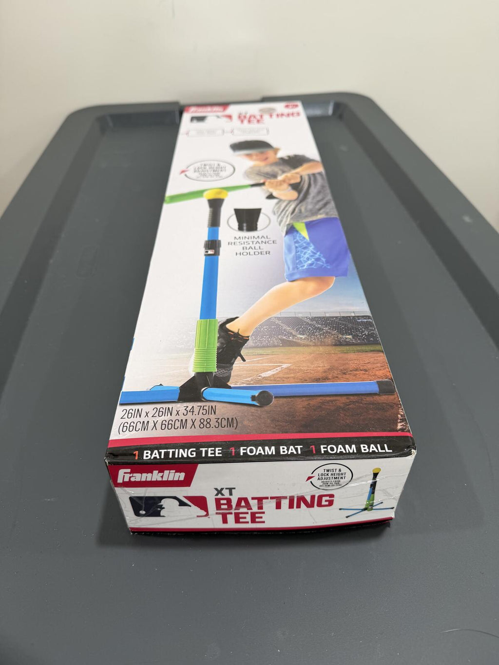 Franklin Sports XT Batting Tee Set Adjustable 26in x 26in x 34.5in with Foam Bat