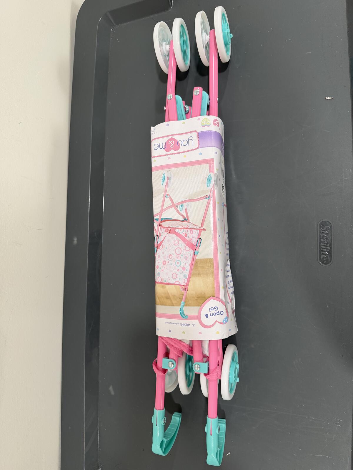 You & Me Doll Umbrella Stroller Pink Teal Folding Toy Stroller New Unused